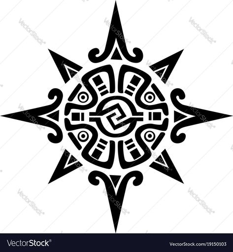 Mayan Tattoos, Sun Tattoo, Single Image, Sleeve Tattoos, Sun, Vector Images, Vector Free, Stars, Graphic Design