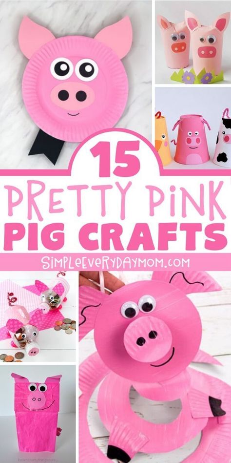 Pig Craft For Preschool, Pig Fine Motor Activities, Easy Pig Craft Preschool, Pig Activity For Preschool, Elephant And Piggy Craft, Pig Crafts For Preschoolers, Cow Crafts For Preschoolers, Preschool Pig Craft, Farm Animal Crafts For Kindergarten