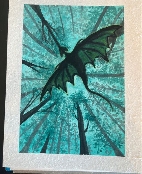 Gouache painting of a dragon Gouache Dragon, Paint Guache, Forest Dragon, Baby Dragon, A Dragon, Gouache Painting, Photo Inspiration, Fantasy Art, Forest