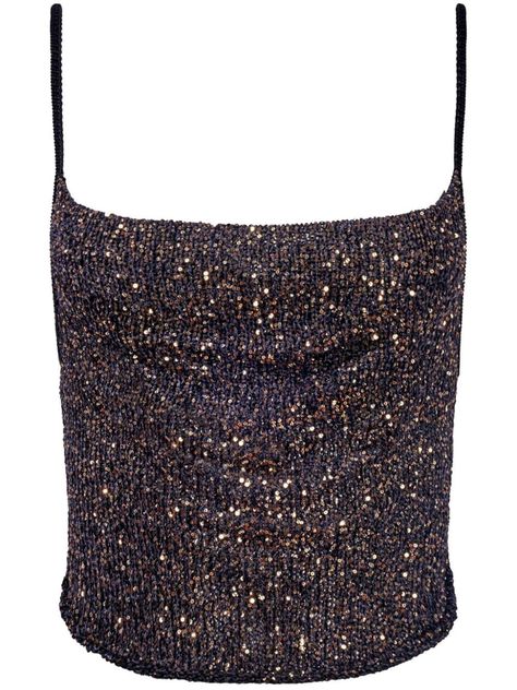 Altuzarra Diablo sequin-embellished Cropped Top - Farfetch Outfit Collage, Fashion Journals, Tank Top Designs, Luxe Fashion, Stage Outfits, Cropped Top, Tops For Women, Aesthetic Clothes, Pretty Outfits