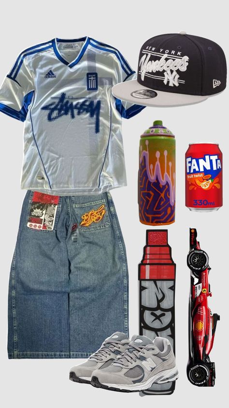 #outfit #vintage #skater #streetwear #graffiti #f1 Early 2000s Fashion Streetwear, Street Core Outfits, Street Racer Outfit, 90s Fashion Streetwear, Chill Concert Outfit, 90s Skater Outfits, Skaters Outfit, Clothing Inspo Aesthetic, Streetwear Room