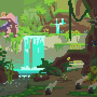 Jungle Pixel Art, Pixel Art Painting, Side Scroller, Notion Cover, Pixels Art, Monster Hunter World, Art Research, Ancient Forest, Game Ideas