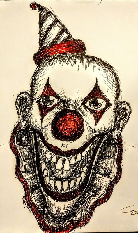 Clown Art Reference, Horror Clown Drawing, Drawings Of Clowns, A Clown Drawing, Drawing Ideas Clown, Clown Art Drawing, Weird Drawings Creepy Easy, Creepy Clown Drawing, Clown Drawing Scary