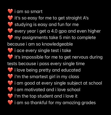 Affirmation Notes Aesthetic, Homework Affirmations, Passing Classes Affirmations, Extreme Intelligence Affirmations, Good Marks In Exams Affirmations, Internship Affirmations, Wl Affirmations, Smart Girl Affirmations, Affirmation For School