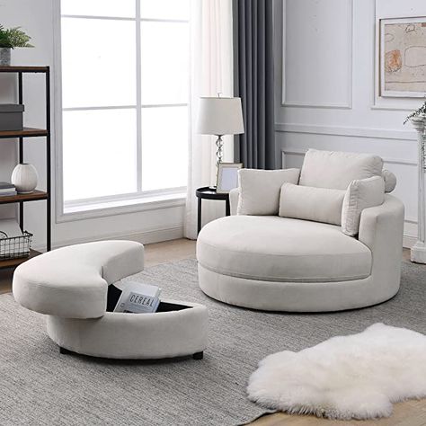 Modern Sofa Chair, Round Sofa Chair, Chair With Storage, Modern Grey Sofa, Modern Swivel Chair, Lounge Club, Sofa Lounge, Round Sofa, Storage Chair