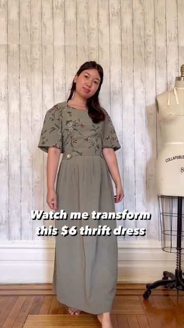 Van | Sewing & Upcycle Fashion on Instagram: "Reveal at end, upcycled $6 thrift dress
.
.
Top reference: #simplicitypatterns S9545
Pants: Own pattern drafted
1” elastic in waistband
1/4” elastic in yoke front
Single fold bias tape to clean edges
.
.
#refashion #refashionista #refashionedclothing #upcycle #upcycleclothing #upcyclefashion #diyfashion #seeing #sewistsofinstagram #sewingproject #remadefashion #sustainability #sustainablefashion #thriftflip #thriftstorefinds #thrifty #beforeandafter #summerfashion" Clothes Makeover Upcycling, Dress Makeover Ideas, Repurposed Clothes Upcycling, Thrift Sewing Ideas, Sew Your Own Dress, Alter Clothes Diy, Thrift Flip Aesthetic, Upcycling Clothes Ideas, Upcycled Fashion Refashioning