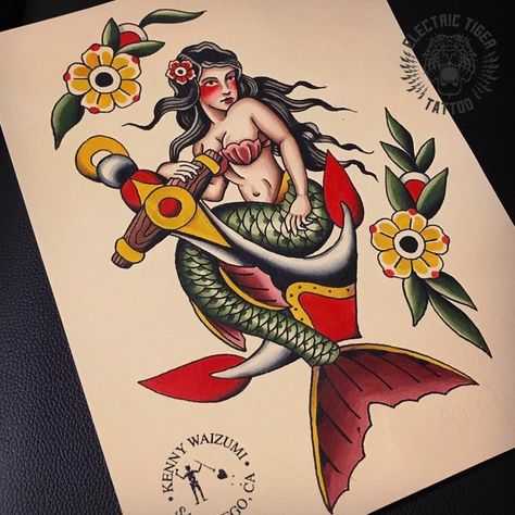 Electric Tiger Tattoo is one of the best San Diego tattoo shops offering high-quality custom tattoos. Their experienced artists create unique, creative tattoos to bring your vision to life. They specialize in traditional, black & grey, and color tattoos. For more information, visit- https://electrictigertattoo.com/. Mermaid Anchor Tattoo Traditional, American Traditional Mermaid Tattoo Old School, American Trad Mermaid, Traditional Mermaid Tattoos Old School, Japanese Mermaid Tattoo, Trad Mermaid Tattoo, Siren Tattoo Traditional, Pinup Mermaid Tattoo, Old School Mermaid Tattoo