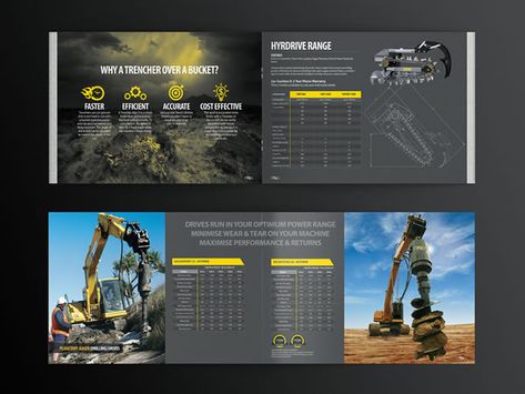 Digga Australia is a machinery company that specialise in earthmoving Machinery Attachments for Skid Steer Loaders, Excavators. Industrial Brochure Design Layout, Catalog Cover Design, Yearbook Layouts, Yearbook Pages, Corporate Brochure Design, Graphic Design Brochure, Brochure Template Layout, Brochure Design Inspiration, Surf Design