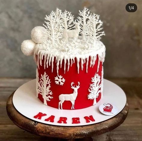 2022 Christmas Cake Ideas Winter Torte, Winter Cakes, Reindeer Cakes, Christmas Cakes Easy, Christmas Themed Cake, Christmas Cake Designs, New Year's Cake, Christmas Cake Decorations, Xmas Cake