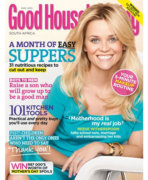 Cover: May 2013  http://www.goodhousekeeping.co.za/en/category/subscribe/ Good Housekeeping Magazine, Male Makeup, Raising Boys, Man Up, Good House, Good Housekeeping, Busy Life, House And Home Magazine, Mens Health