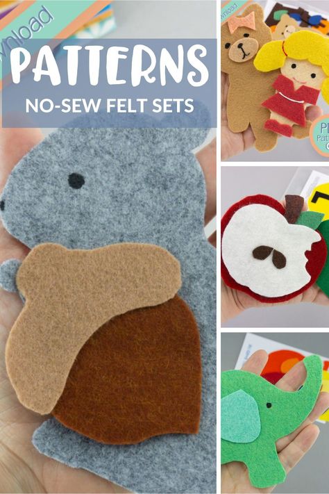 These PDF pattern are simple, with clear instructions and links to video tips :) Let's get crafty! Fall Felt Board Ideas, Felt Stories Templates Free Printable, Felt Sensory Board, Diy Felt Stories, Diy Felt Board Toddler, Fall Flannel Board Stories, Felt Board For Toddlers, Felt Board Patterns Free Printable, Diy Felt Board Pieces