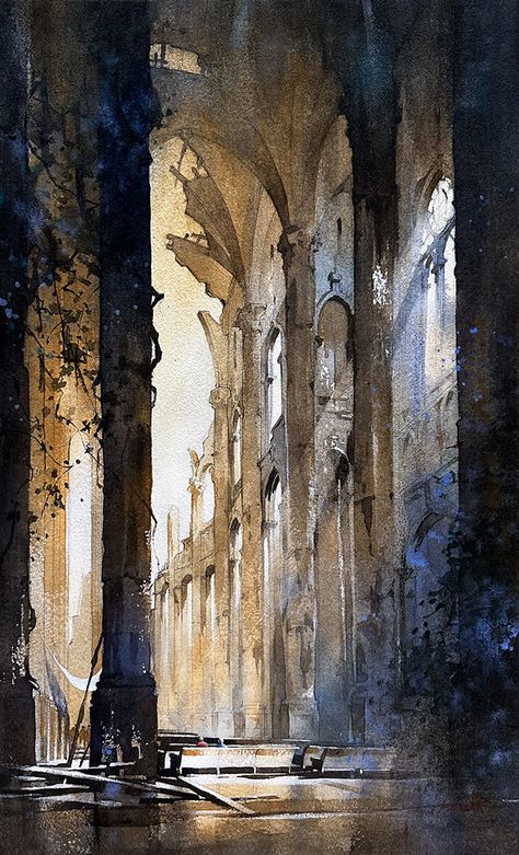 Thomas W Schaller, Thomas Schaller, Watercolor Architecture, Landscape Art Painting, Watercolor Painting Techniques, Cityscape Painting, Architecture Sketch, Watercolor Artist, Watercolor Landscape