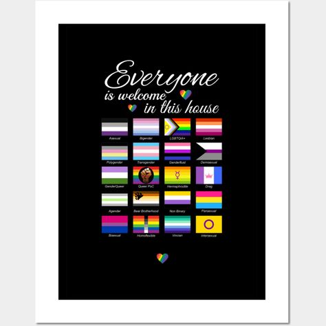 A sign with the main Lgbtqia+ pride flags and the phrase "everyone is welcome in this house" shows support for the Lgbtqia+ community and invites everyone to be part of an inclusive space. Ideal for pubs, restaurants, airbnb, tourist apartments and any use where you want to show support for Lgbtqia+. -- Choose from our vast selection of art prints and posters to match with your desired size to make the perfect print or poster. Pick your favorite: Movies, TV Shows, Art, and so much more! Availab… Housing Is A Human Right Poster, Lgbtq Advocacy Poster, Lgbtq Welcome Sign, Lgbtq Prints, Lgbtq Tapestry, House Wall, Small Magnets, Pride Flags, Custom Magnets