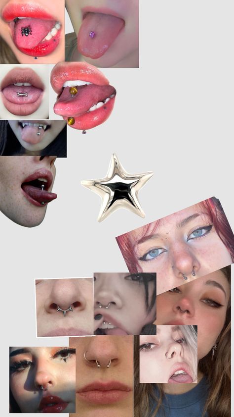 Tongue piercing x nose piercing Tongue Piercing Ideas, Surface Tongue Piercing, Cool Piercings, Tongue Piercing, Piercing Ideas, Nose Piercing, Piercings, Healing, Tattoos