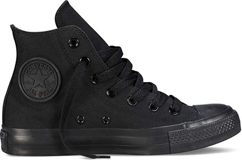 Amazon.com | Converse Unisex Chuck Taylor All Star Hi Top Sneaker | Fashion Sneakers Zapatillas All Star, Simple Sneakers, All Black Converse, All Star Black, Shoes School, Black Monochrome, Sport Clothing, Sixth Form, All Star Shoes