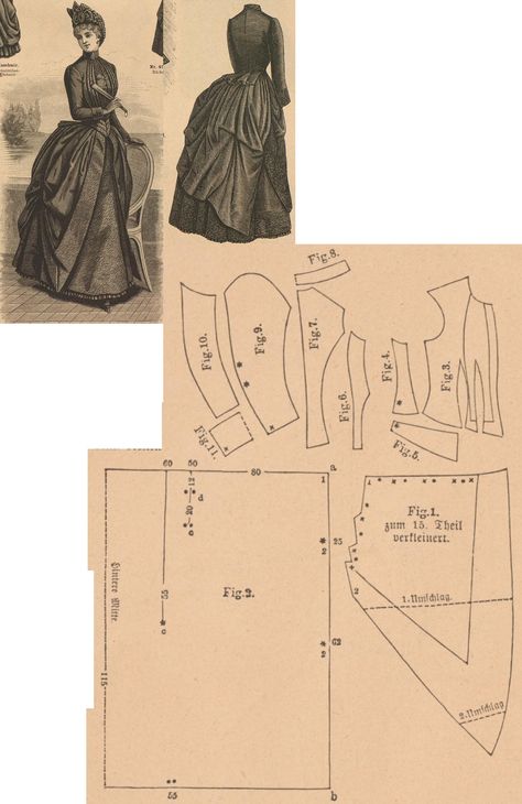 Victorian Dress Pattern, Historical Clothing Patterns, Patron Vintage, Victorian Pattern, Victorian Costume, Doll Dress Patterns, Garment Pattern, Victorian Steampunk, Costume Patterns