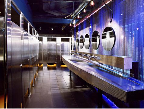 Crobar New York Club Design - The Best In Night Club Design Night Club Design, Dark Moody Bathroom, تصميم دورة مياه, New York Club, Public Washroom, Moody Bathroom, Bar Restaurant Design, Restroom Design, Nightclub Design