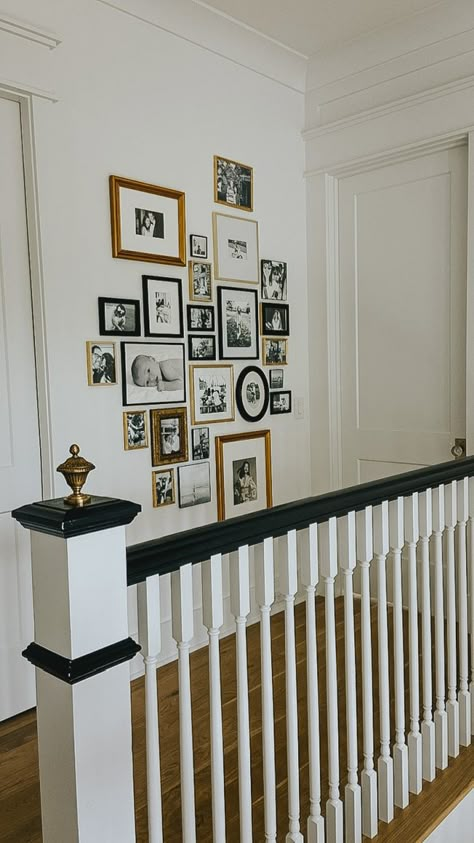 Mantel Gallery Wall, Photo Wall Collage Family, Stairwell Gallery Wall, Family Photo Collage Wall, Vintage Photo Wall, Family Photo Gallery, Wall Staircase, Gallary Wall, Family Photo Gallery Wall