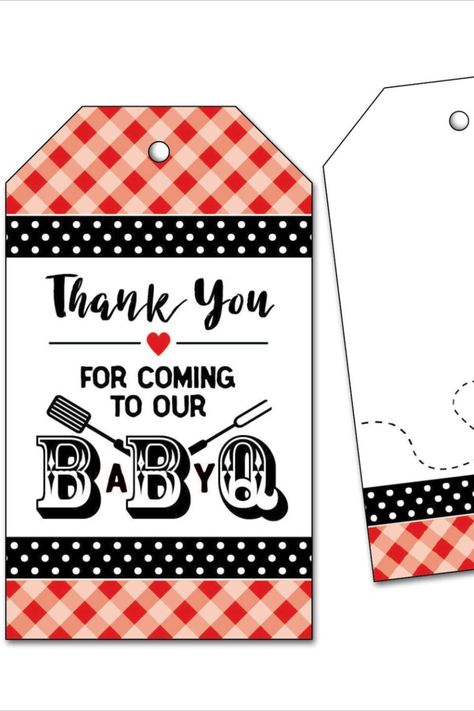 PRIME! 25 Baby Q Thank You Favor Tags for BBQ Baby Shower, Barbecue, Red I Do Bbq Engagement Party, Barbecue Baby Shower, Barbecue Wedding, Rehearsal Dinner Favors, Mason Jars Labels, I Do Bbq, Baby Shower Bbq, Coordinating Patterns, Baby Q