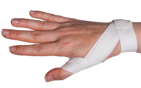 Sprained your thumb? You’ll need to limit movement of the joint while it heals.  Here’s a helpful taping technique from Physical Sports First Aid. Thumb Sprain, Thumb Brace, Hair And Skin Vitamins, K Tape, Thumb Splint, Rugby Training, Kinesio Taping, Sports Therapy, Sports Tape