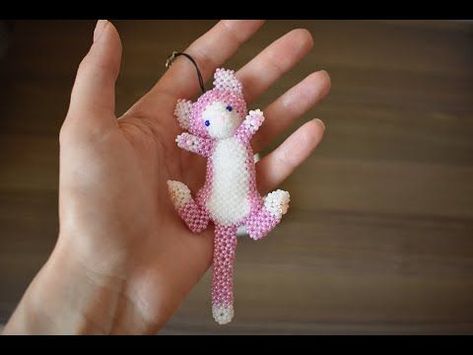 Beaded cat #BeadingPatterns #BeadedInstructions #PerlerBeadInstructions Cat Beading Pattern, Beaded Cat Tutorial, Cat Beads Pattern, Beaded Cat Keychain, Cat Bead Patterns, Beaded Cat Pattern, 3d Beaded Patterns, Beaded Animals Tutorial Free Pattern, 3d Beaded Animals Patterns