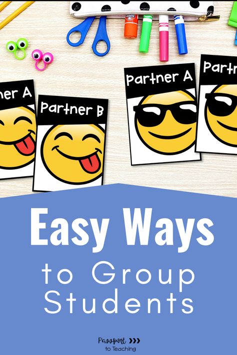 Enhance student collaboration with these easy ideas for grouping strategies. Try Partner Pairing & Grouping Cards – versatile cards for pairs or groups with labeled roles. Add a festive touch with holiday-themed sets! Explore Digital Options like Class Dojo for customizable groups or Picker Wheel for quick, name-based groupings. Embrace the Random Student Picker using existing tools like popsicle sticks. Check out these methods for diverse and inclusive student interactions. #passporttoteaching Ways To Group Students, Grouping Students, Student Collaboration, Partner Cards, Class Dojo, Odd Numbers, Matching Cards, Easy Ideas, Popsicle Sticks