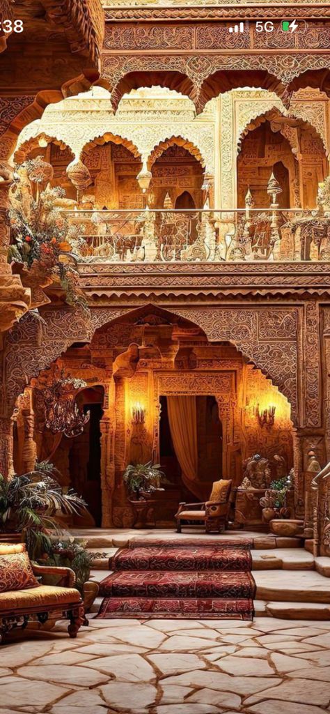 Arabian Architecture, Arabic Architecture, Fantasy Rooms, Indian Architecture, Fantasy House, Desi Aesthetic, Fantasy Places, Indian Aesthetic, Arabian Nights