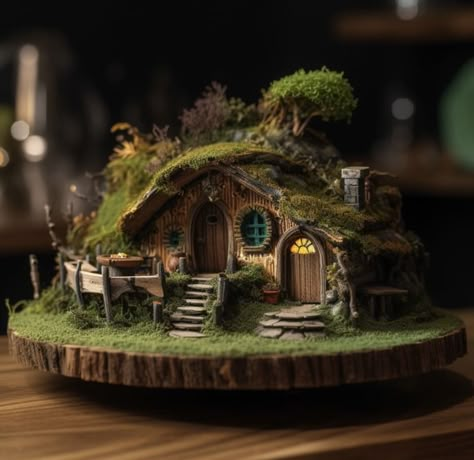 Hobbit Houses Diy, Casa Hobbit, Fairy Tree Houses, Fairy House Crafts, Clay Fairy House, Beautiful Terrariums, Fairy Village, Fairy Garden Designs, Fairy Garden Crafts