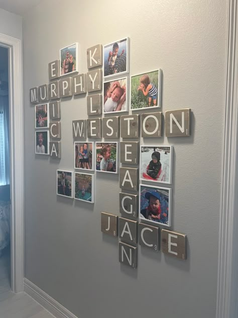 Hallway Photo Wall Ideas, Picture Decor Ideas, Picture Gallery Wall Ideas, Hallway Photo Wall, Stairway Wall Ideas, Achievement Wall, Pic Frame Ideas, Family Wall Ideas, Hallway Wall Ideas