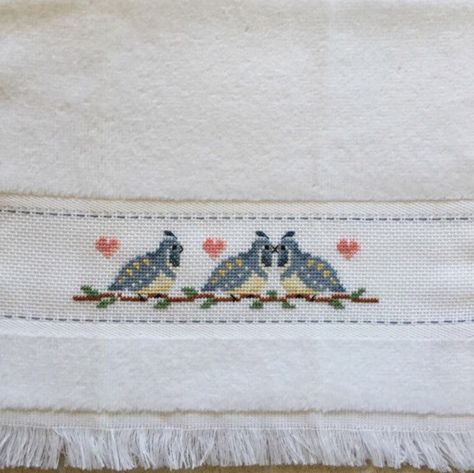 A lovely quail hand towel. Check it out! Prairie Schooler, Hand Towel, New Photo, Hand Towels, Check It Out, Cross Stitch Patterns, Cross Stitch, Arts And Crafts, Handmade Gifts