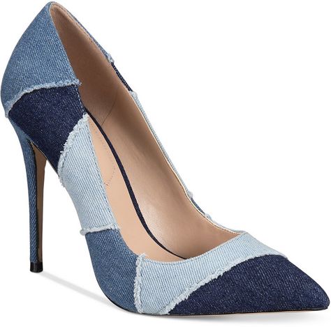 Denim Heels Shoes, Patchwork Shoes, Denim Pumps, Red Wedding Shoes, Pointy Shoes, Pointy Pumps, Ethno Style, Pointed Shoes, Denim Heels