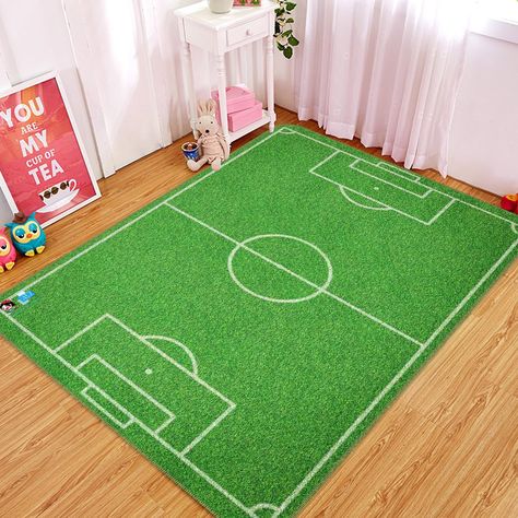 3D Soccer Field Rug #GadgetsForKids, #rug, #soccer Bar Fancy, 3d Rug, Room Mat, Rug Room, Waterproof Rug, Non Slip Rug, Koi Fish Pond, Office Garage, Door Murals