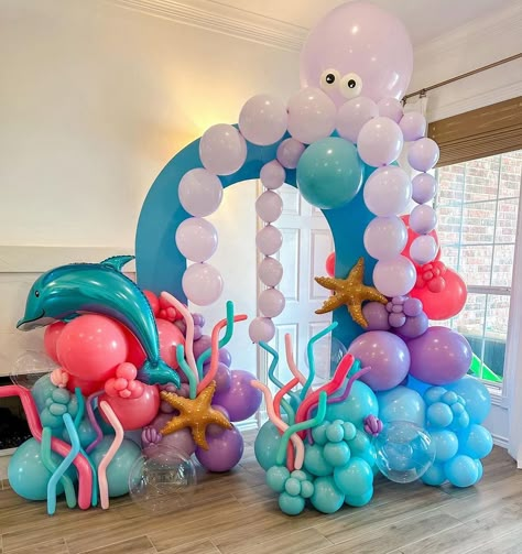 Poppin’ Cleveland | It may be December 1st, but we are still taking installs 🫧 Under The Sea 🫧 P.S. How cute would a seaside winter wonderland theme be!? ❄️🩵🎄 | Instagram Baby Bash, Balloon Garland Diy, Winter Wonderland Theme, My Little Pony Party, Hawaiian Decor, Shark Birthday Party, Wonderland Theme, Under The Sea Theme, Pony Party