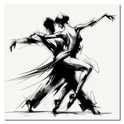 Tango Illustration Dance, Salsa Tattoo Dance, Tango Dance Drawing, Bachata Painting, Dance Drawing, Dancing Drawing, Tango Art, Silhouette Sketch, Super Bright Flashlight