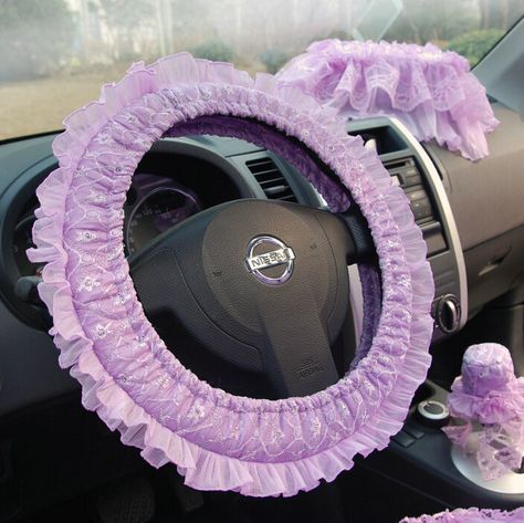 $42.62 Floral Lace Car Steering Wheel Cover Bud Silk Fiber Cloth 15 Inch 38CM - Purple Lavender Car, Silk Fiber, Car Steering Wheel Cover, Car Ideas, Car Steering Wheel, Car Decoration, Car Steering, Car Stuff, Steering Wheel Cover