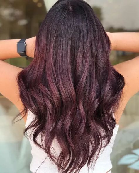 Burgundy Bliss: Luxurious Hairstyle Ideas for Rich Red Hues" Cherry Coke Hair Color Balayage, Cherry Coke Dark Red Hair Color Burgundy, Cherry Coke Balayage, Dark Cherry Coke Hair Color, Cherry Coke Hair Color, Dark Burgundy Hair Color, Hair Color Cherry Coke, Cherry Coke Hair, Merlot Hair Color