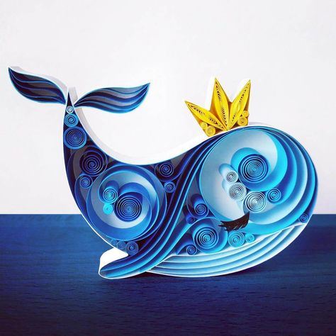 Blue Whale. Quilling Art Animals and Objects. Click the image, for more art from Sena Runa. Whale Nursery Decor, Quilling Paper Art, Quilling Animals, Whale Wall Art, Arte Quilling, Paper Quilling For Beginners, Paper Quilling Cards, Quilling Work, Art Quilling