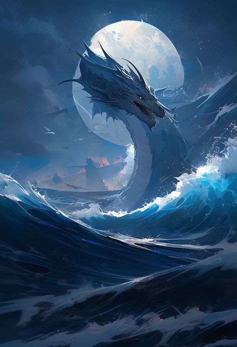 Ocean Creatures Art, Dragon Artwork Fantasy, Water Spirit, Cool Dragons, Water Dragon, Sea Dragon, Fantasy Creatures Art, Dragon Artwork, Mythical Creatures Art