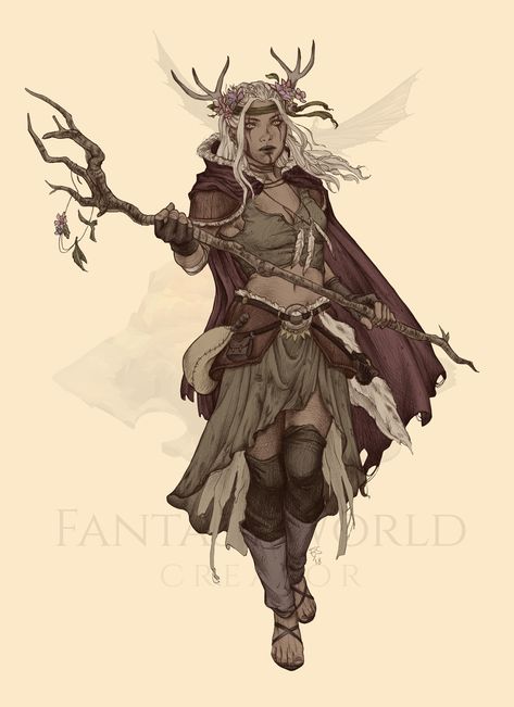 ArtStation - Fantasy World Creator - Character Design - Part I, Elisa Serio Dnd Druid, Dungeons And Dragons Characters, Dnd Art, Arte Fantasy, Fantasy Inspiration, Art Challenge, Dnd Characters, Character Portraits, Fantasy World