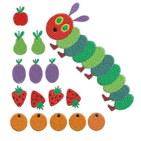 Hungry Caterpillar Embroidery, Baby Onesie Embroidery, Caterpillar Embroidery, Onesie Embroidery, Tote Bag Painting, Bag Painting, The Very Hungry Caterpillar, Very Hungry Caterpillar, Very Hungry