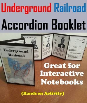 This booklet is a fun hands on activity for students to use in their interactive notebooks. Students may research or show what they have learned by writing different facts on the provided blank lines about each Historical Figure and Term Associated with the Underground Railroad. Activity For Students, Usa History, Continents And Oceans, Louisiana Purchase, Underground Railroad, Scientific Method, School System, Declaration Of Independence, History Lessons