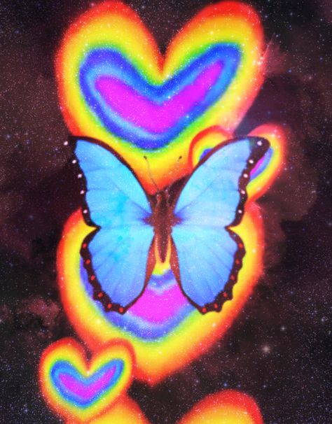 Trippy Butterfly Art, Butterfly Aesthetic Pfp, Indie Butterfly, Trippy Photos, Rave Art, Free Spirit Art, Nature Canvas Painting, Aries Art, Sensory Art