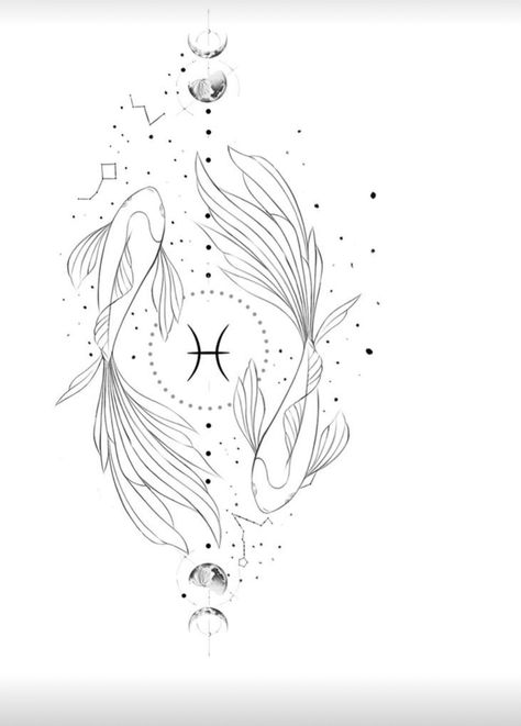 Pisces Hand Tattoos For Women, Capricorn And Pisces Tattoo, Gemini Tattoo Men, Pisces Mermaid Tattoo, Pisces Drawing, Pieces Zodiac Tattoo, Unique Pisces Tattoos, Gemini Tattoo Ideas, Front Thigh Tattoos