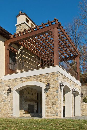 Second Story Balcony Design, Pictures, Remodel, Decor and Ideas - page 6 Mediterranean Porch, Front Balcony Design, Second Story Balcony, Porch Design Ideas, Shade House, Railing Ideas, Pergola Attached To House, Tuscan Design, Casas Coloniales