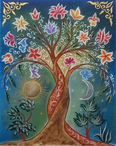 Egg Tempera Painting, Feminine And Masculine Energy, Mother Earth Art, Tree Of Life Painting, Egg Tempera, Tempera Painting, Let There Be Light, Tree Of Life Art, Painting Courses