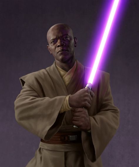 Mace Windu Lightsaber Tattoo, Grey Jedi Art, Mace Warrior Art, Mace Windu Tattoo, Mace Windu Wallpaper, Mace Windu Fan Art, Mace Windu Art, Mace Windu Lightsaber, Star Wars Character