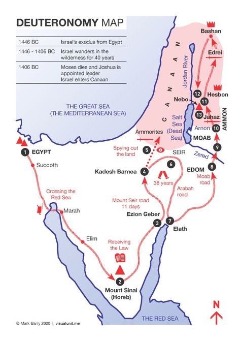 Exodus Map, Deuteronomy 1, Book Of Deuteronomy, Bible Genealogy, Bible Timeline, Jordan River, Revelation Bible, Bible Mapping, Bible Study Topics