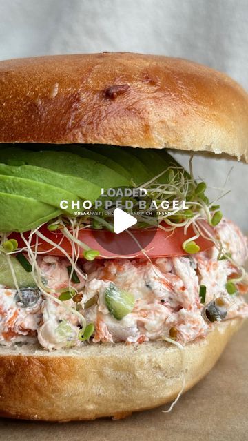 Chopped Bagel Sandwich, Chopped Bagel, Lox Salad, Cream Cheese Everything Bagel Seasoning, Salmon Sandwich Recipes, Chopped Sandwich, Bagel Sandwiches, Videos Of People, Bagel Toppings