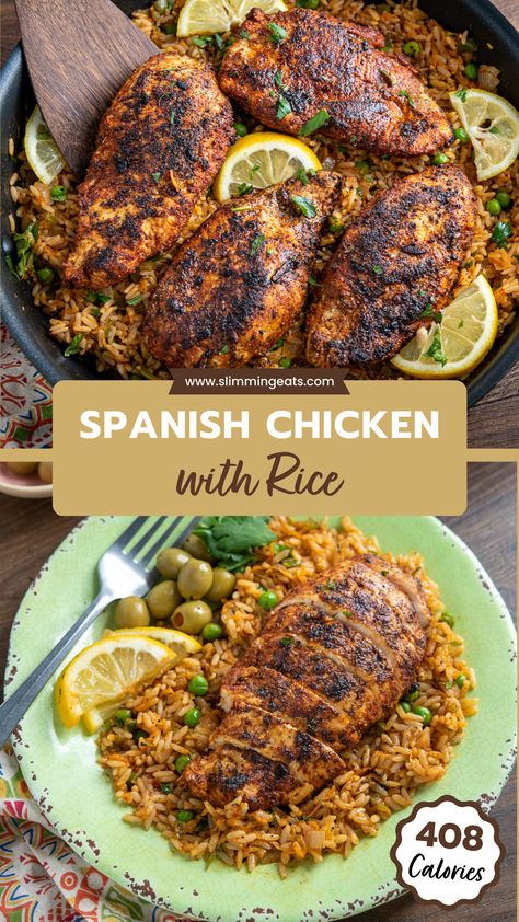 Spanish Chicken Recipes For Dinner, Spanish Grilled Chicken, Seasoned Chicken And Rice, Chicken Cutlet And Rice Recipes, Chicken Spanish Rice, Spanish Style Chicken And Rice, Chicken And Rice With Sauce, Roasted Chicken And Rice Recipes, Chicken With Spanish Rice