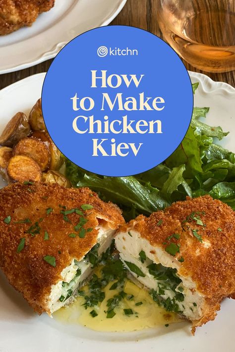 Chicken Keiv Recipe Easy, Chicken Kiev Recipe Baked, Chicken Keiv Recipe, Garlic Butter Stuffed Chicken, Baked Chicken Kiev, Kiev Recipe, Recipes With Chicken Breast, Stuffed Foods, Chicken Kiev Recipe